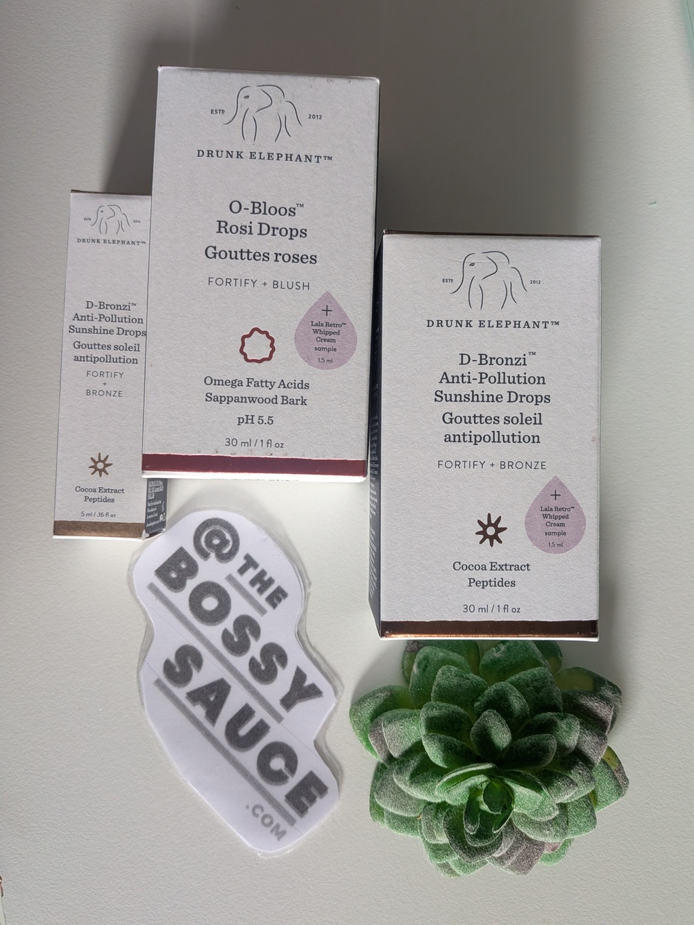 🌸 Drunk Elephant O-Bloos Blush Rosi Drops + D-Bronzi Drops Trio NWT